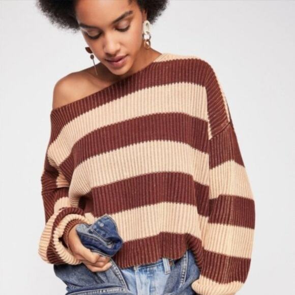 Free People Sweaters - Free People Just My Stripe Slouchy Sweater
